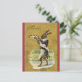 paashaas die eieren serveert briefkaart (Staand voorkant)