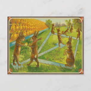  paashaas die honkbalkuikens speelt feestdagenkaart