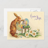  paashaas die paaseieren schildert feestdagenkaart (Voorkant / Achterkant)
