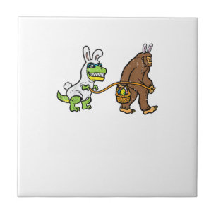 Paashaas Dino Bigfoot Sasquatch Trex Mannen Jongen Tegeltje