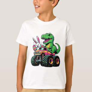 Paashaas Dino Op Vrachtwagen Trex Jongens Kinderen T-shirt