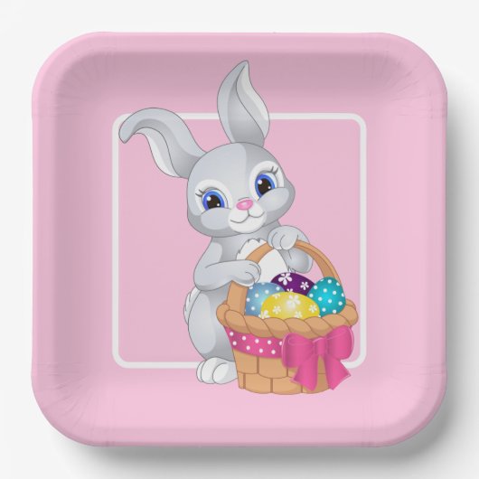 Paashaas diverse maten feest papieren bordje (Voorkant)