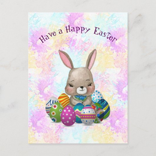 Paashaas door Paaseieren wordt omringd dat Feestdagenkaart (Voorkant)