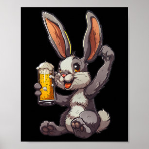Paashaas Drink een koud biertje voor mannendag Poster