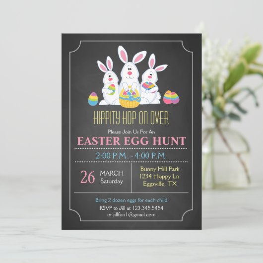Paashaas Easter Egg Hunt Uitnodiging (Staand voorkant)