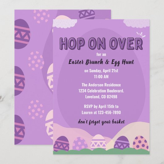 Paashaas Egg Hunt en zondag Brunch Kaart (Voorkant / Achterkant)