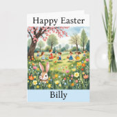 Paashaas Egg Hunt Naam toevoegen van oma Feestdagen Kaart (Voorkant)