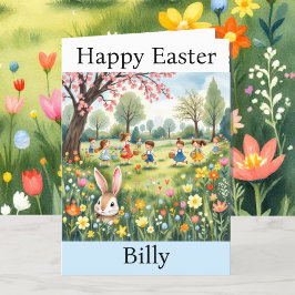 Paashaas Egg Hunt Naam toevoegen van oma Feestdagen Kaart