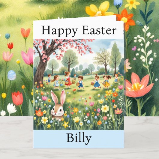 Paashaas Egg Hunt Naam toevoegen van oma Feestdagen Kaart