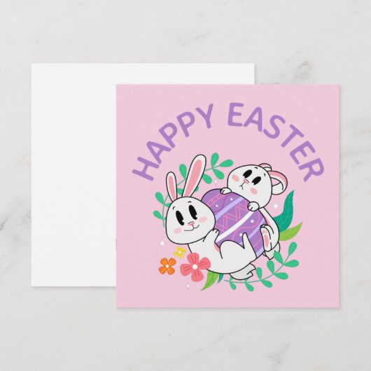 Paashaas Egg Knuffel Kaart (Voorkant / Achterkant)