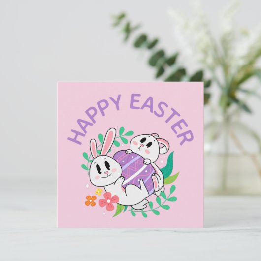 Paashaas Egg Knuffel Kaart (Staand voorkant)