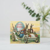 Paashaas Ei Auto Daisy Feestdagenkaart (Staand voorkant)