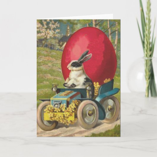 Paashaas Ei Auto Landschap Feestdagen Kaart (Voorkant)