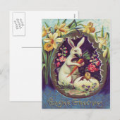 paashaas ei chick daffodil feestdagenkaart (Voorkant / Achterkant)