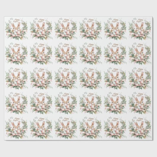 Paashaas, ei en krans cadeaupapier (Vlak)