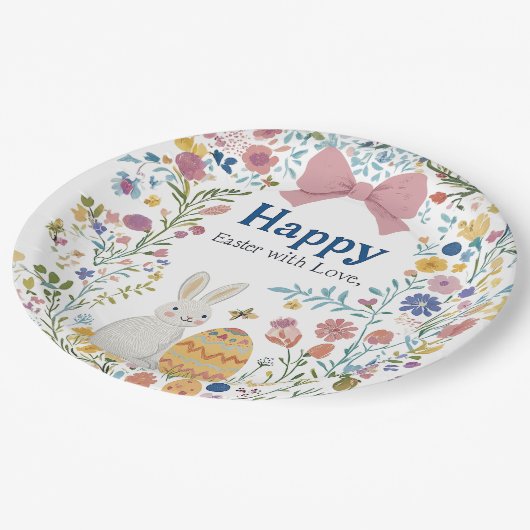 Paashaas, ei en krans papieren bordje (Gekanteld)