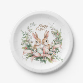 Paashaas, ei en krans papieren bordje