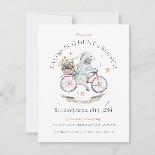 Paashaas, ei -hun & paasbrunch uitnodigen bedankkaart (Voorkant)