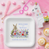 Paashaas Ei Hunt Bloemen Welkom Papieren Bordje (Feest)