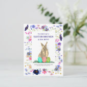 Paashaas Ei Hunt Brunch Bloemen Uitnodiging Briefkaart (Staand voorkant)
