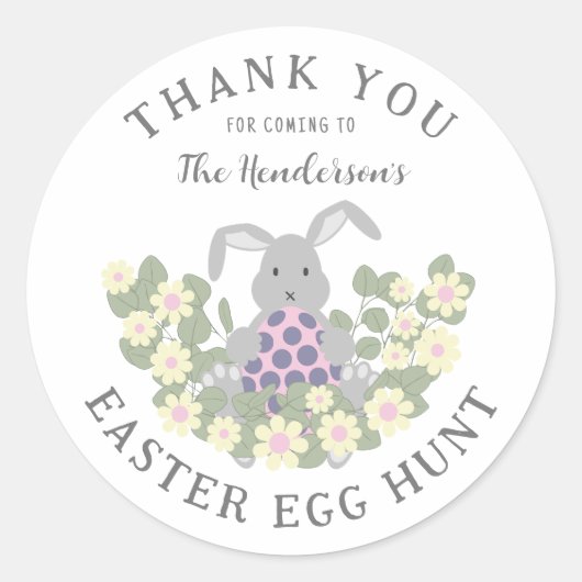 Paashaas Ei Hunt Lente Bloemen Dank u Ronde Sticker (Voorkant)