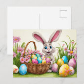 Paashaas Ei Jacht in de lente Bloemtuin Feestdagenkaart (Voorkant / Achterkant)