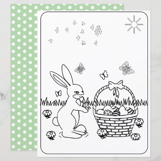 Paashaas & ei kleurplaat papier voor kinderen (Voorkant / Achterkant)