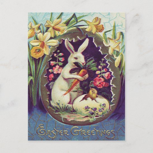 Paashaas Ei Kuiken Narcis Feestdagenkaart (Voorkant)