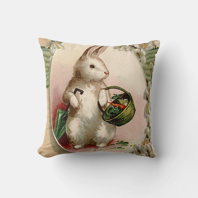 Paashaas Ei Paraplu Lily Basket Wortel Kussen (Voorkant)