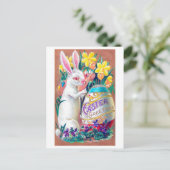 paashaas eierbloem briefkaart (Staand voorkant)