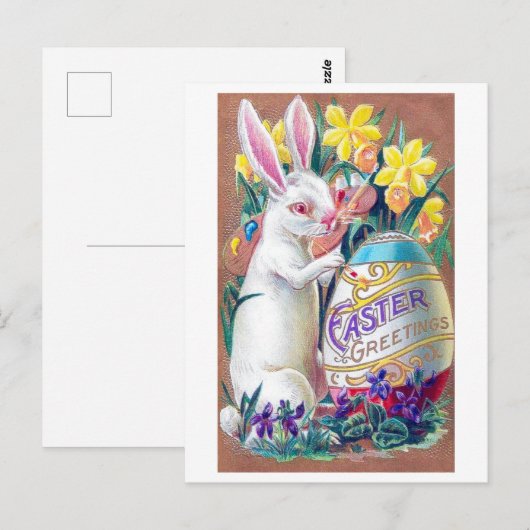  paashaas eierbloem briefkaart (Voorkant / Achterkant)