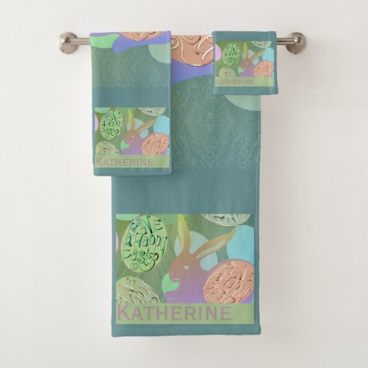 Paashaas eieren badhanddoek set bad handdoek (Insitu)