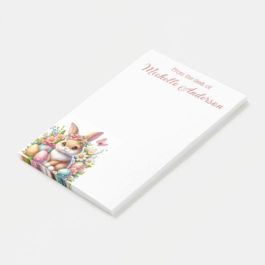 Paashaas, eieren, bloemen en vlinders post-it® notes (Schuin)