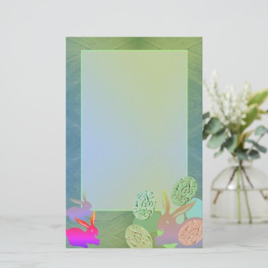 Paashaas eieren briefpapier (Staand voorkant)