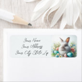 Paashaas, eieren en bloemen etiket (Insitu)