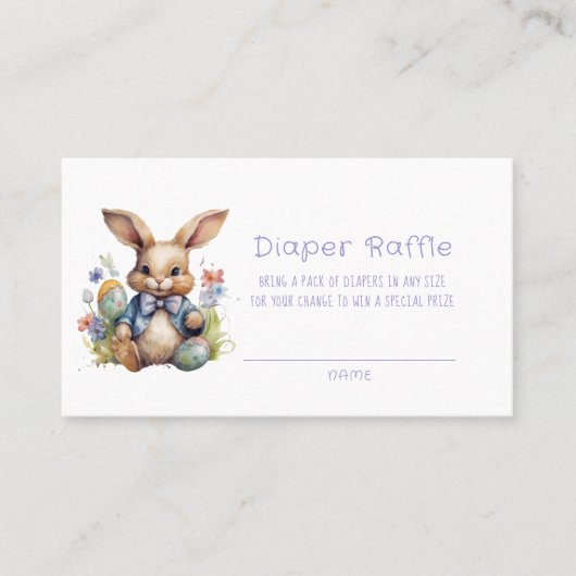 Paashaas Eieren en Bloemen Luier Raffle Visitekaartje (Voorkant)