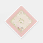 Paashaas, Eieren en Bloemen-Prettig Pasen Servet (Hoek)