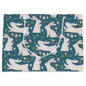 Paashaas eieren en groen patroon groot cadeauzakje (Voorkant)