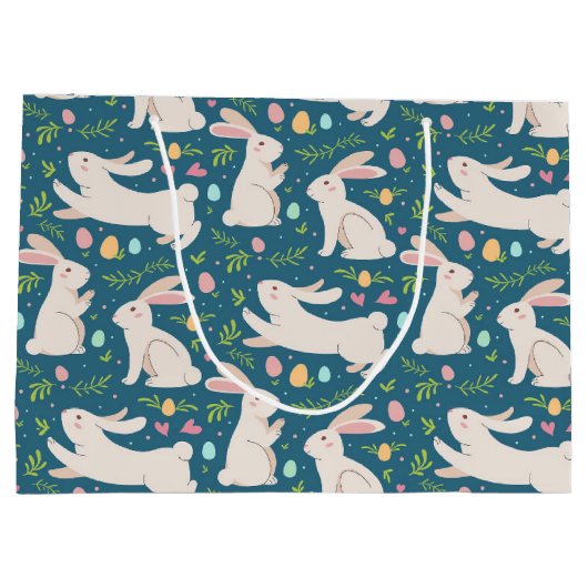 Paashaas eieren en groen patroon groot cadeauzakje (Achterkant)