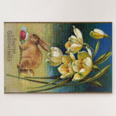 Paashaas, eieren en sneeuwklokjes,  1910 legpuzzel (Horizontaal)
