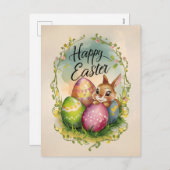  paashaas eieren feestdagenkaart (Voorkant / Achterkant)