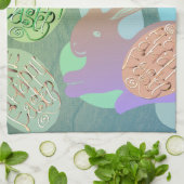 Paashaas eieren "Gelukkig Pasen" Theedoek (Gevouwen)