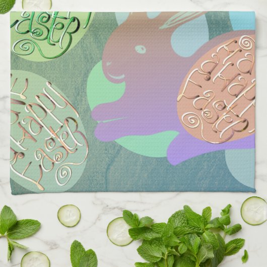 Paashaas eieren "Gelukkig Pasen" Theedoek (Gevouwen)