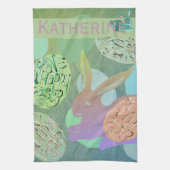 Paashaas eieren "Gelukkig Pasen" Theedoek (Verticaal)