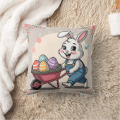 Paashaas Eieren & kruiwagen Kussen (Deken)