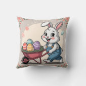 Paashaas Eieren & kruiwagen Kussen (Achterkant)