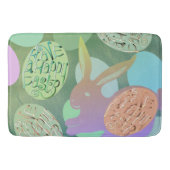 Paashaas eieren op blauw groen badmat (Voorkant)