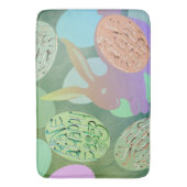 Paashaas eieren op blauw groen badmat (Voorkant Verticaal)