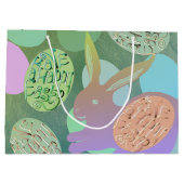 Paashaas Eieren op Blauw Groen Grote Gift Bag Groot Cadeauzakje (Achterkant)