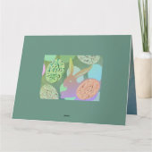 Paashaas eieren op blauw groen kaart (Achterkant)